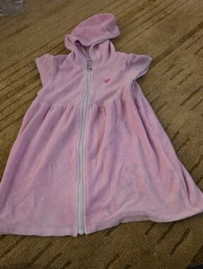 5/25 Place Girls' Light Pink Hooded Zip-Up Cover Up with Heart Accent